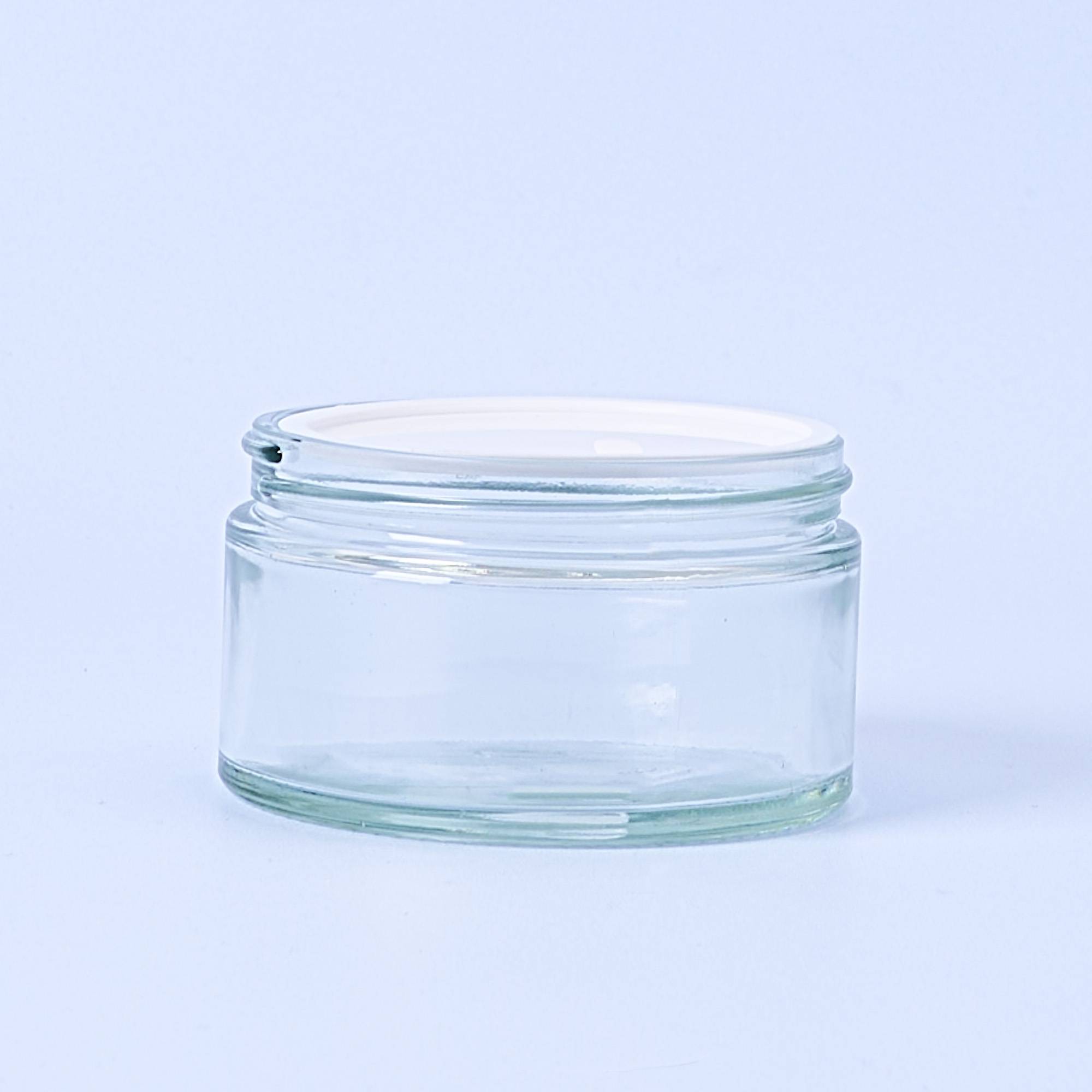 10043 200ml Clear Glass Container & White Lid - Box of 6