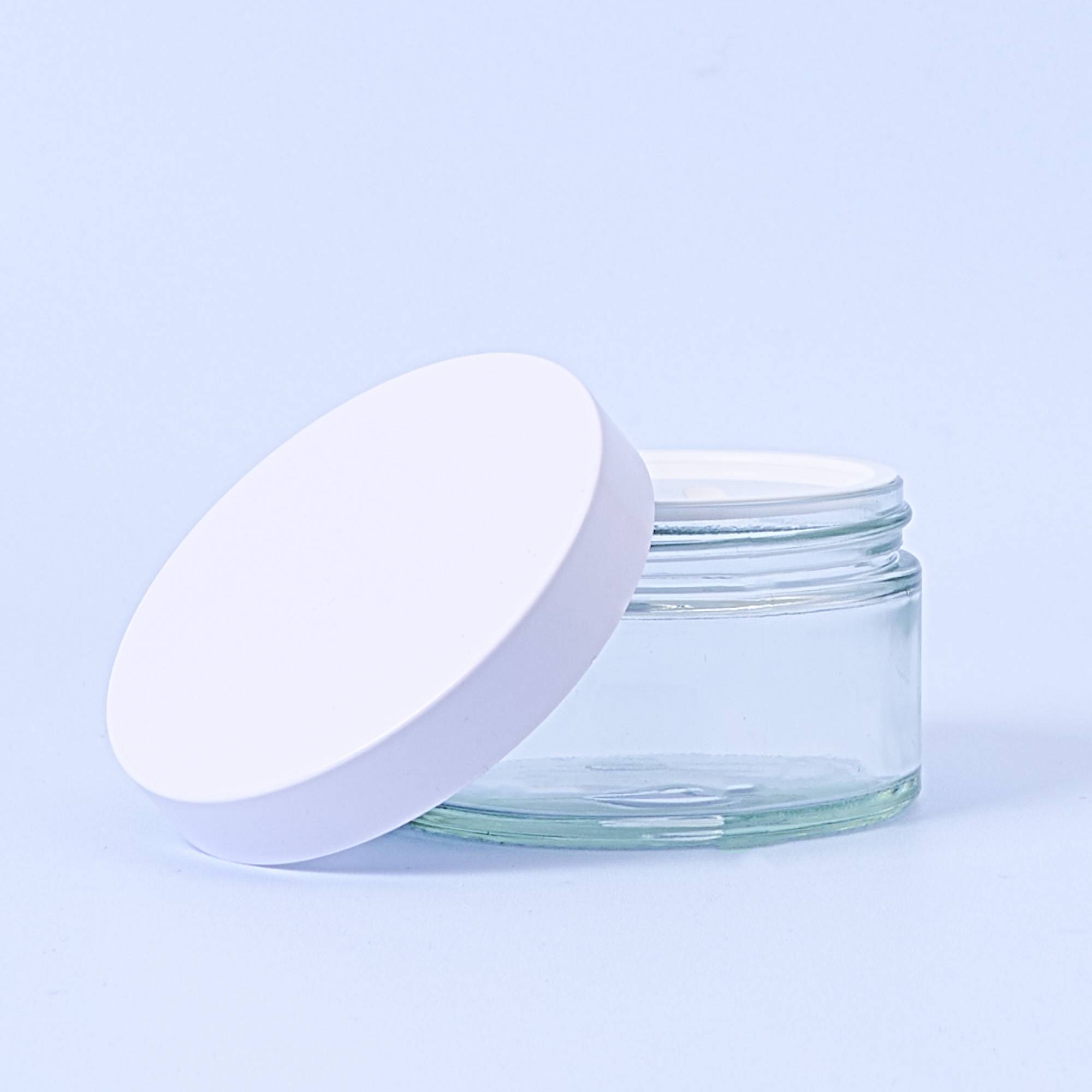 10045 200ml Clear Glass Container & White Lid - Box of 6