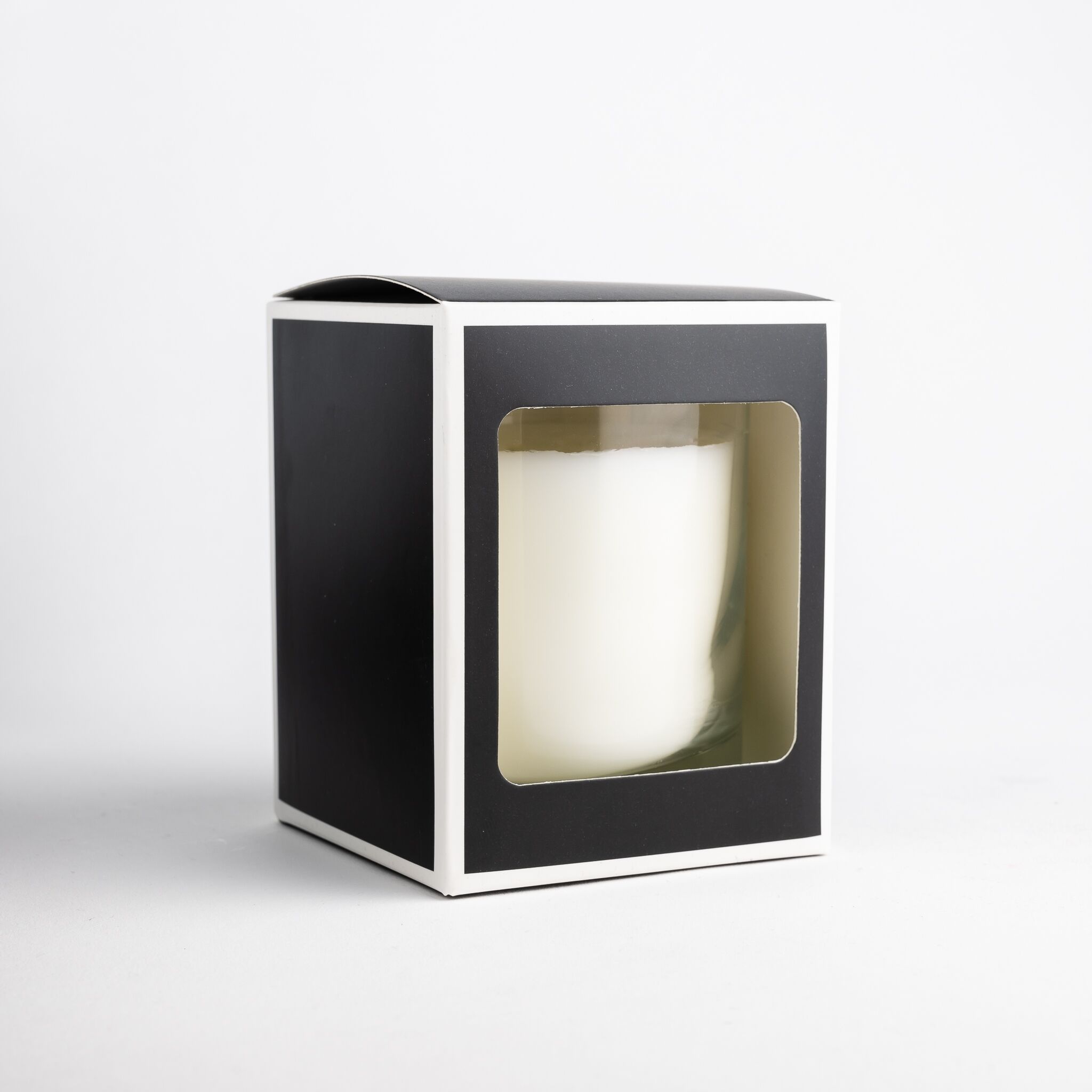 2777 20cl Black Candle Box With White Rim & Window