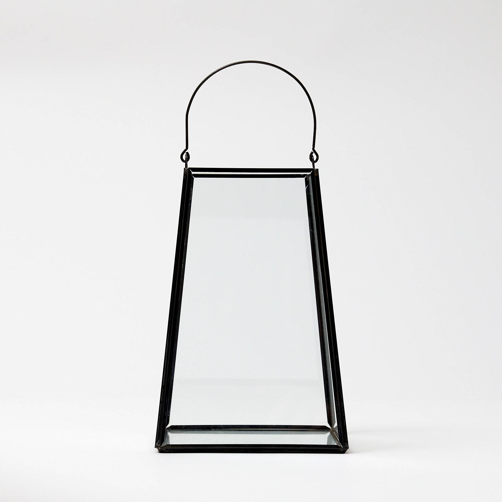 12324 Small Glass Lantern - Black