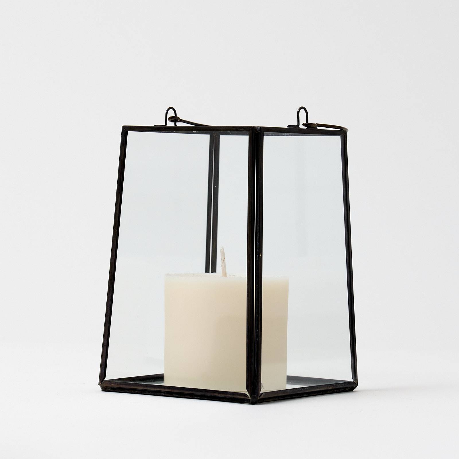 12325 Small Glass Lantern - Black