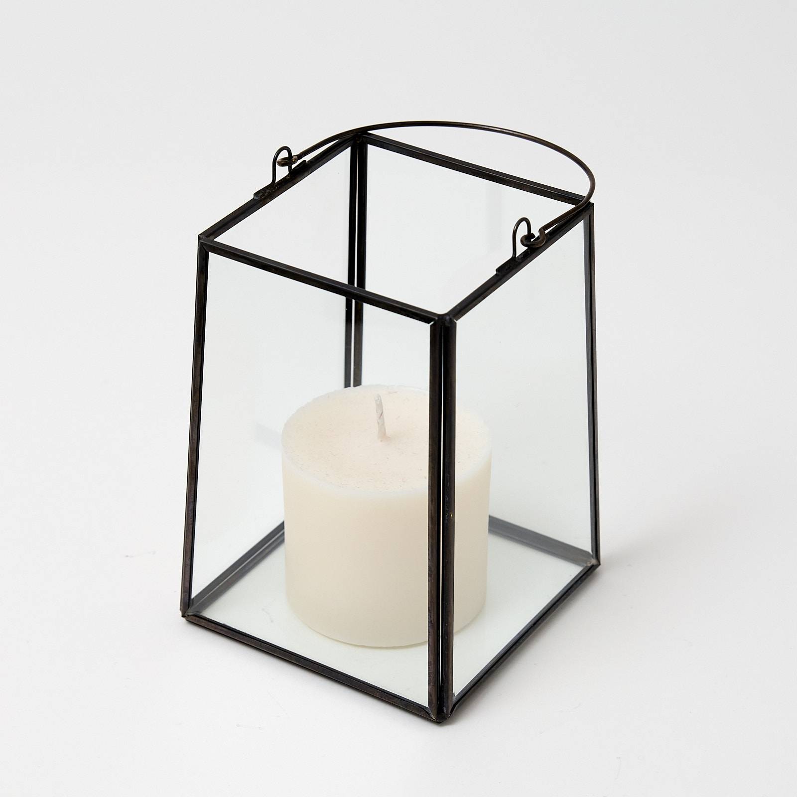 12326 Small Glass Lantern - Black