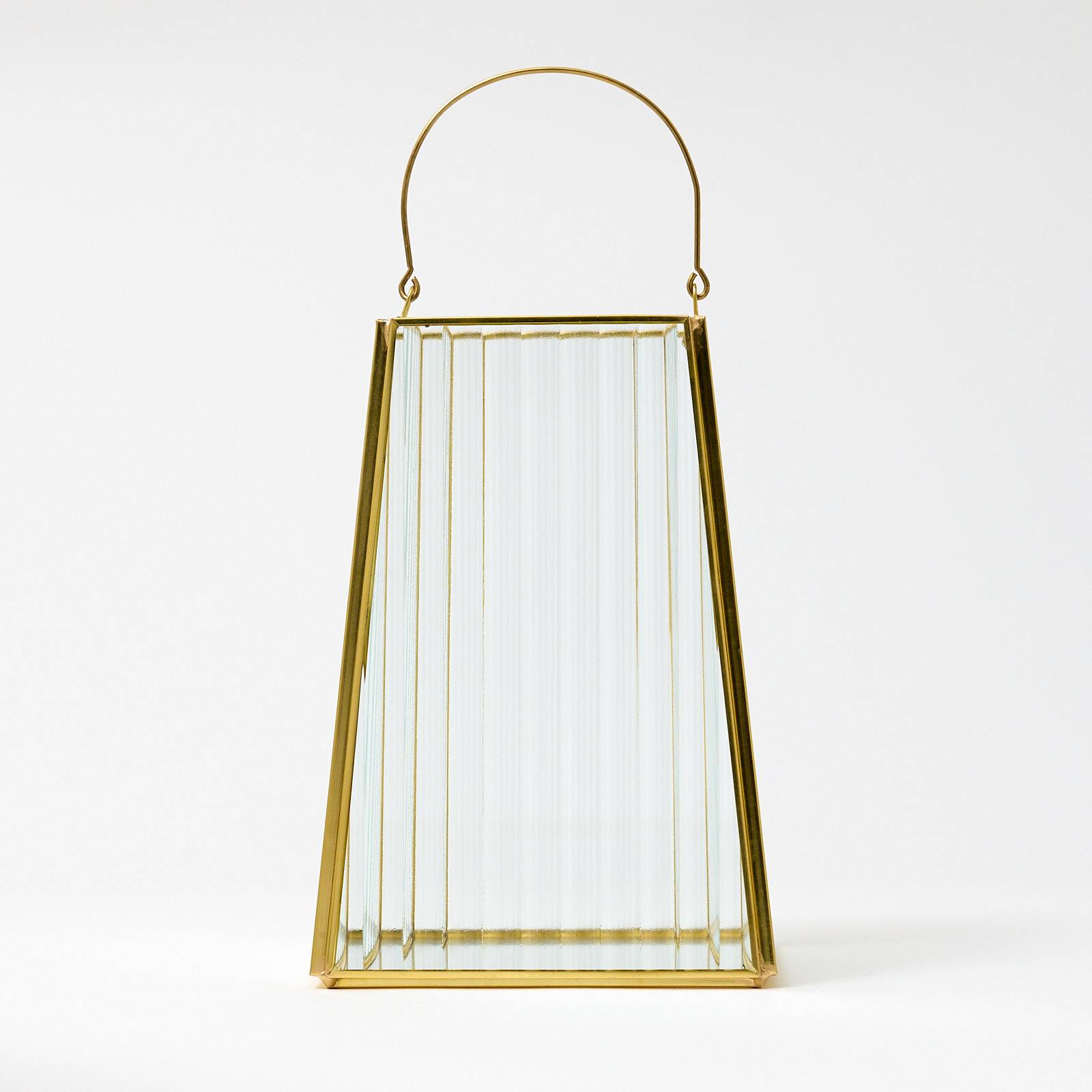 12350 Medium Glass Lantern - Gold Ribbed